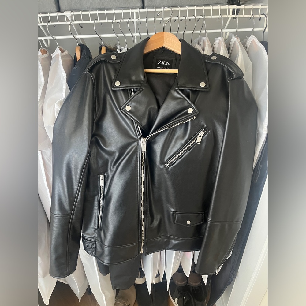 Zara Biker Jacket Mens Faux Leather